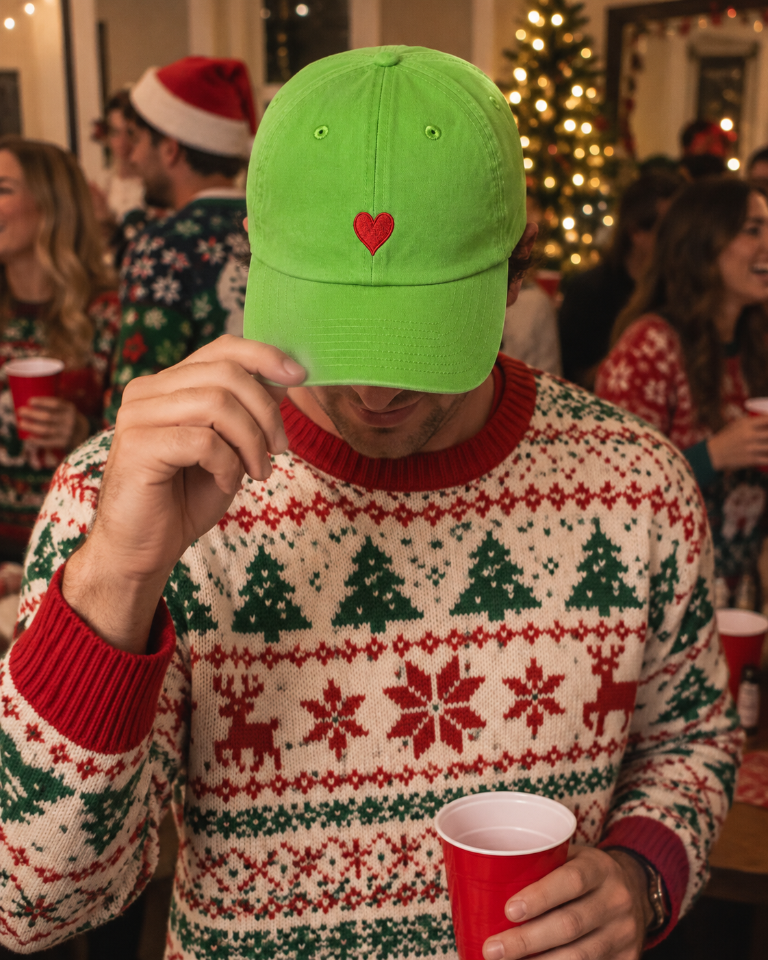 Grinch Heart Dad Hat